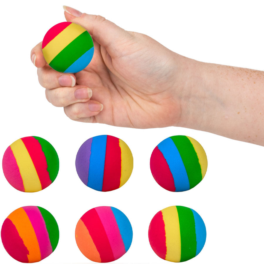 Close size view of 4 color rainbow balls