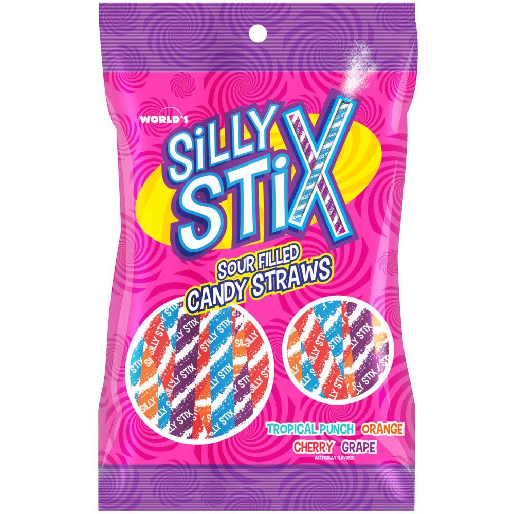 World Peg Bag Silly Stix Straws 24ct