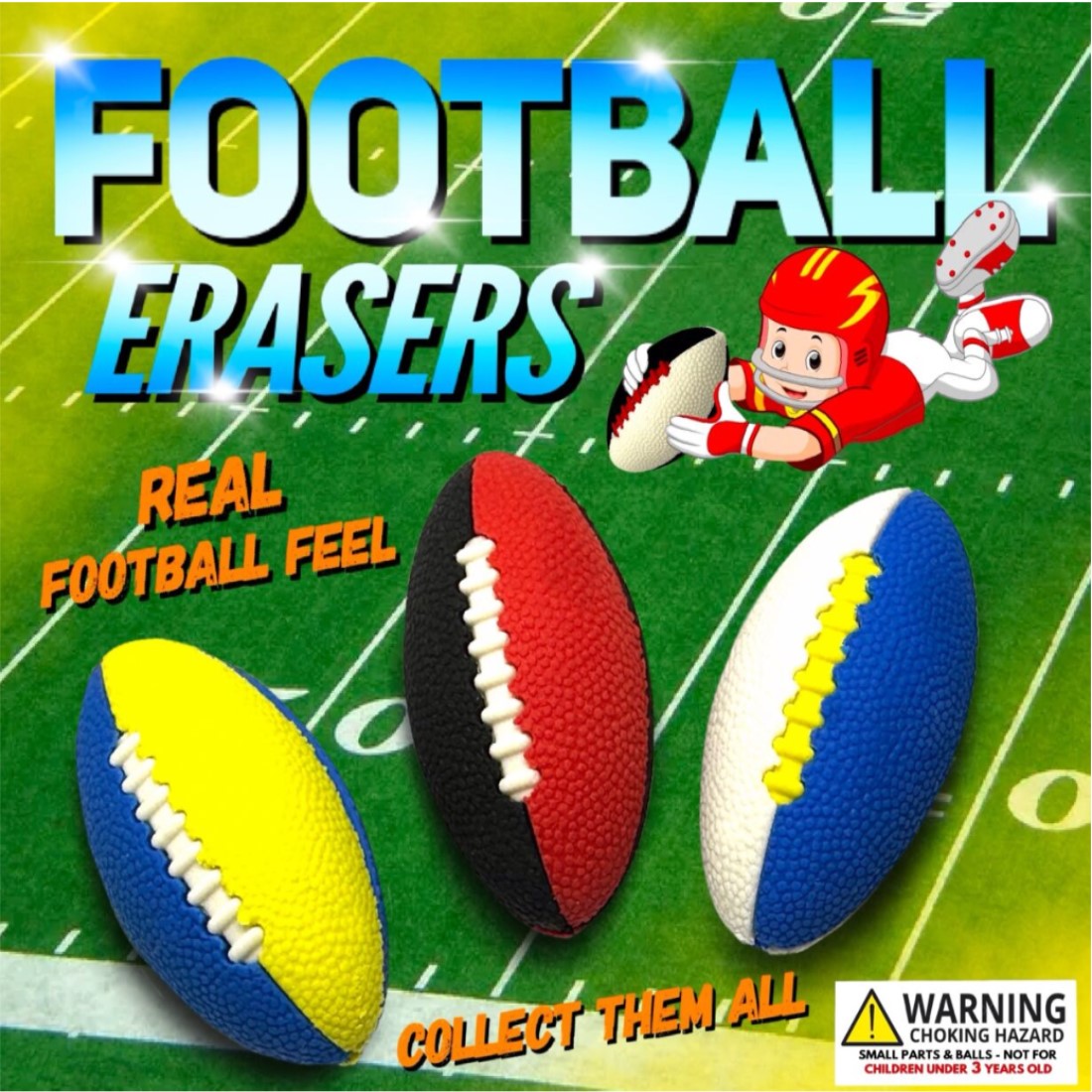 Football Erasers 2" Capsules