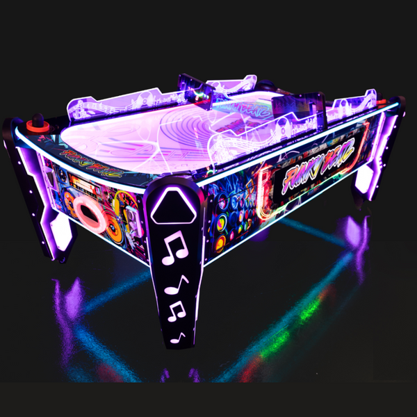 Funky Beatz Curved Air Hockey Table Arcade Game Front Glow View