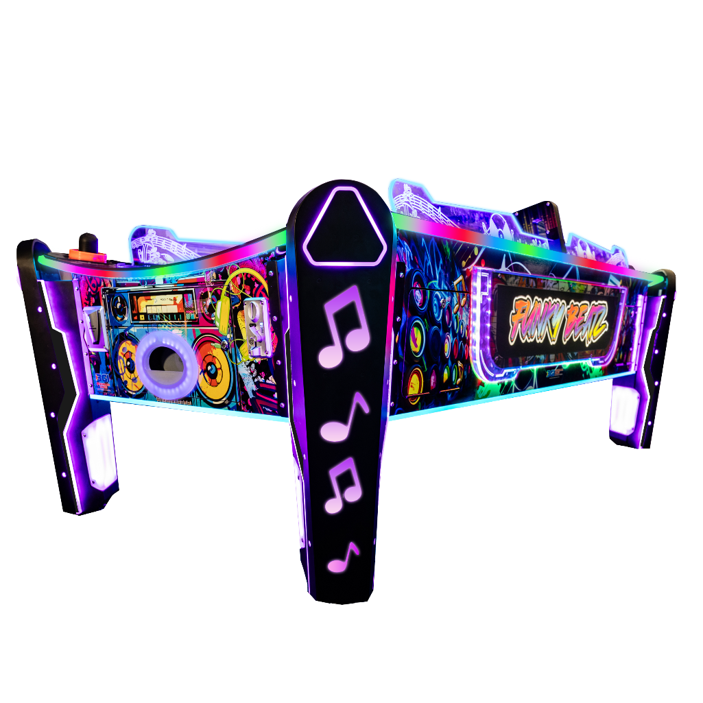 Funky Beatz Curved Air Hockey Table Arcade Game Low Angle View