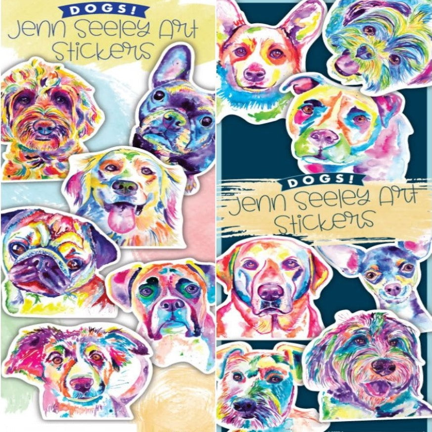 Jenn Seeley Rainbow Dog Stickers| Gumball.com