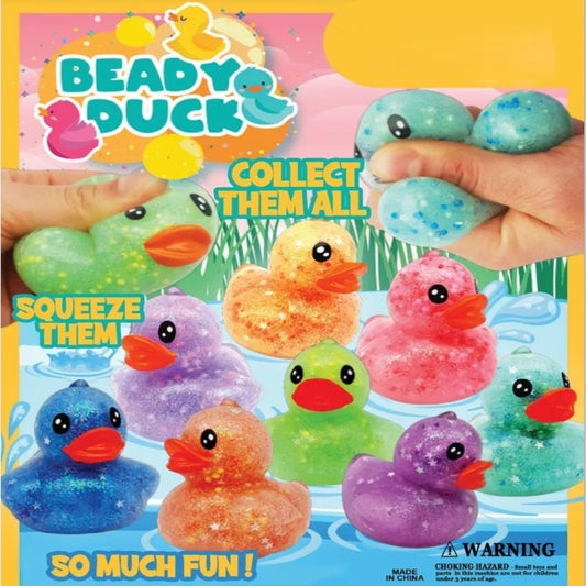 Jumbo Glitter Beady Ducks colorful display card 