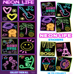 Purple and White display cards for Neon Life stickers