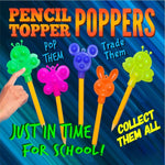 Blue display card for Pencil Topper Poppers