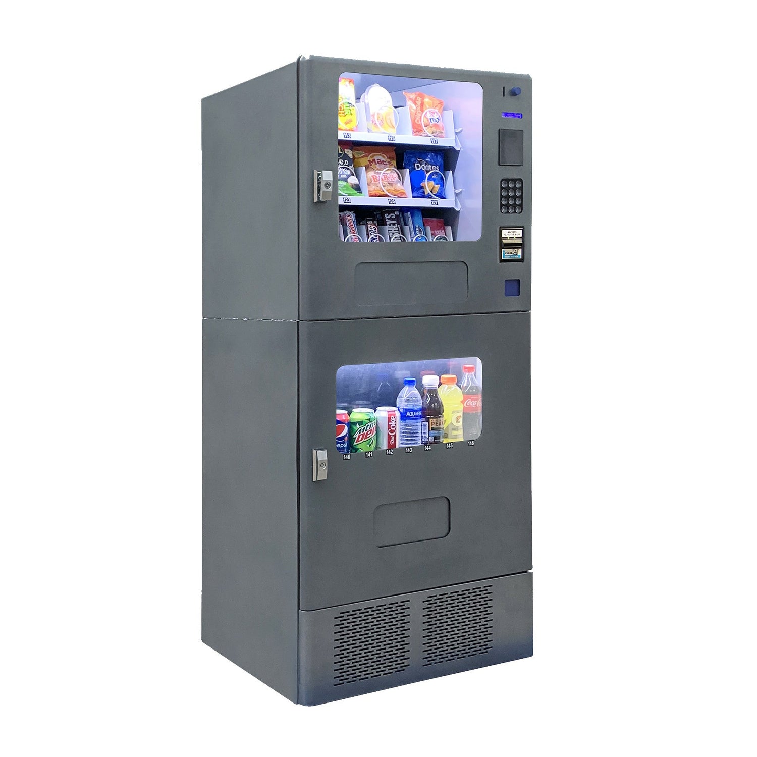 Seaga SM2300 Snack & Drink Machine Slate Metallic Silver Left View