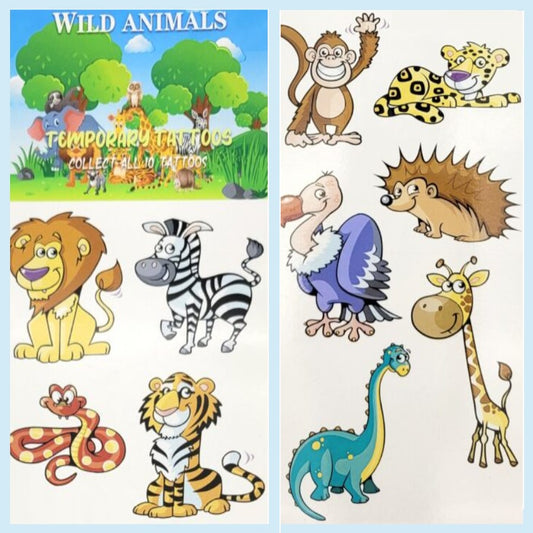 cute wild animal temporary tattoos