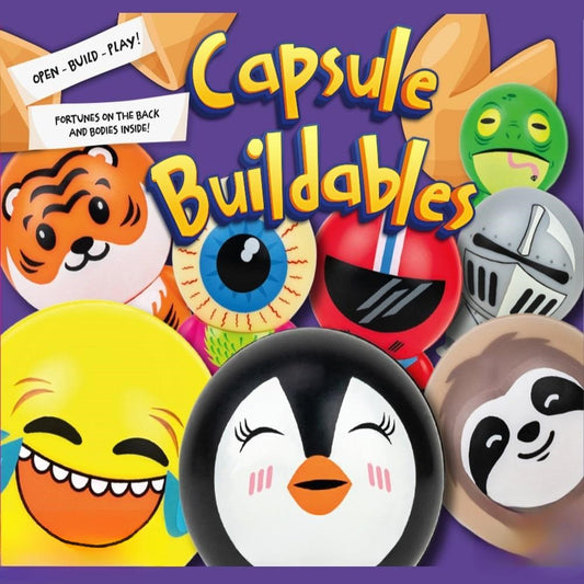 Capsule Buildables purple back display card 