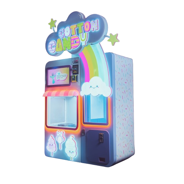 cotton candy vending machine glow lighting feature side view