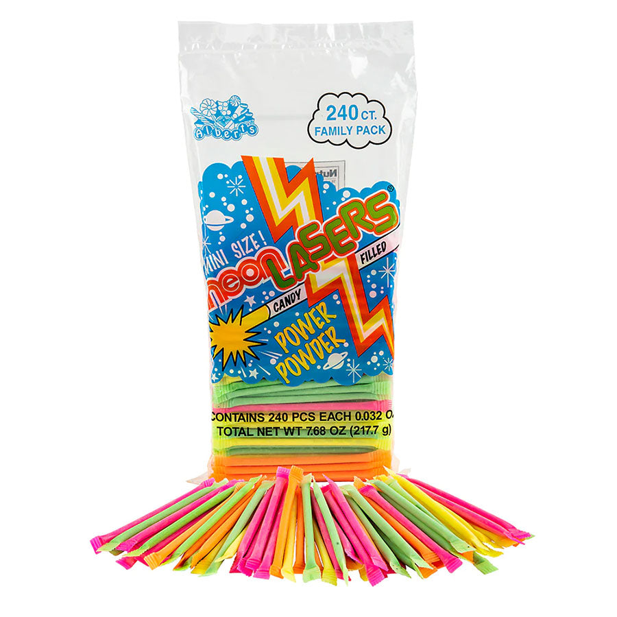 Neon Lasers Mini Straws Power Powder Candy 8.6 lb/Case