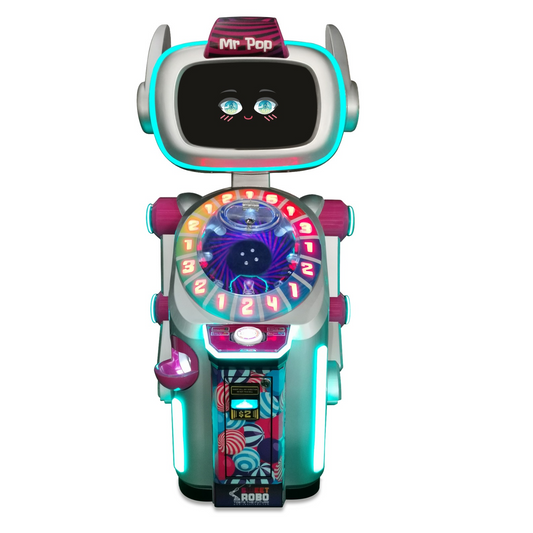 Front view of Mr. Pop the Robotic lollipop vending machine