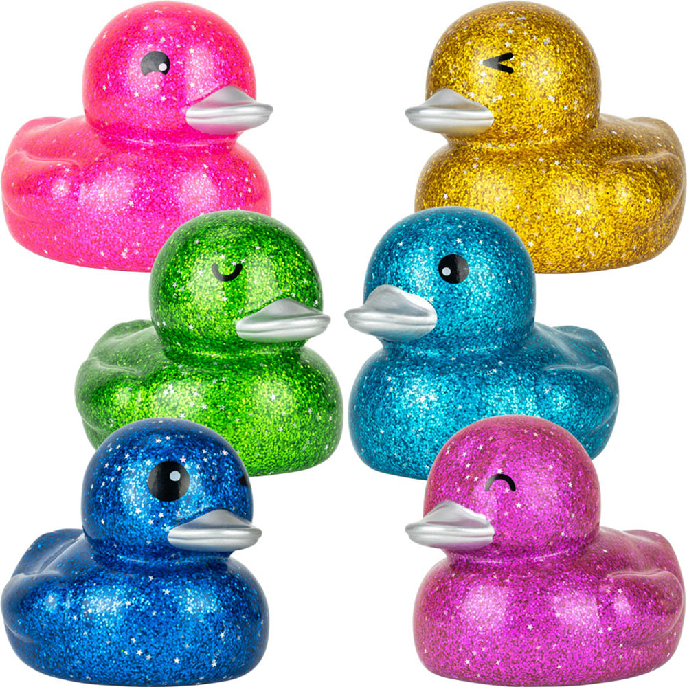 Rubber Glitter & Star Ducks 6in