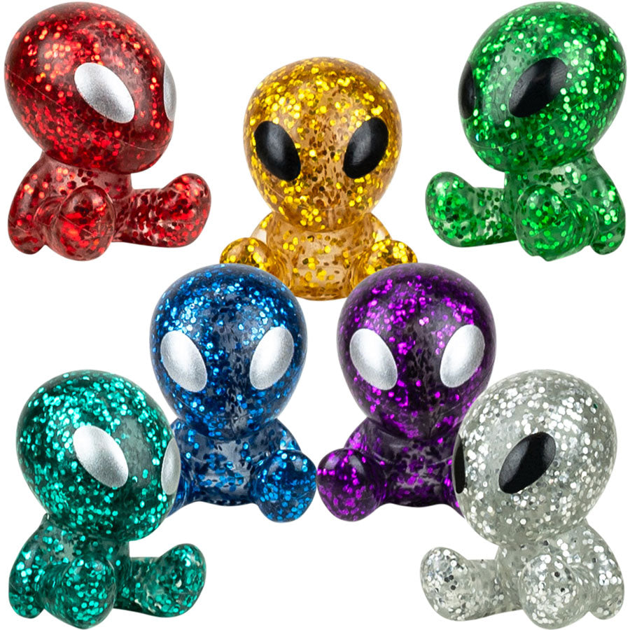 Sitting Glitter Alien Figures in  1" Capsules