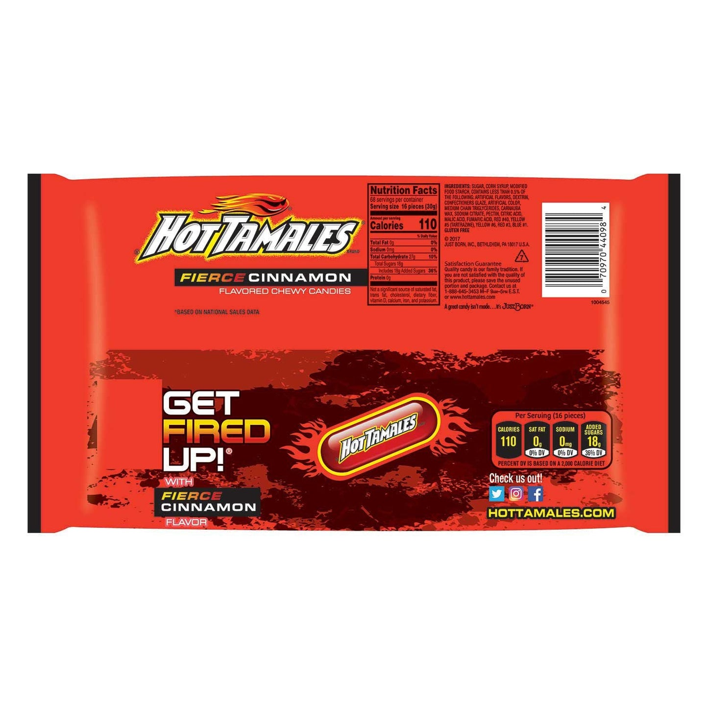 Hot Tamales 72oz / 4.5 lbs back of bag