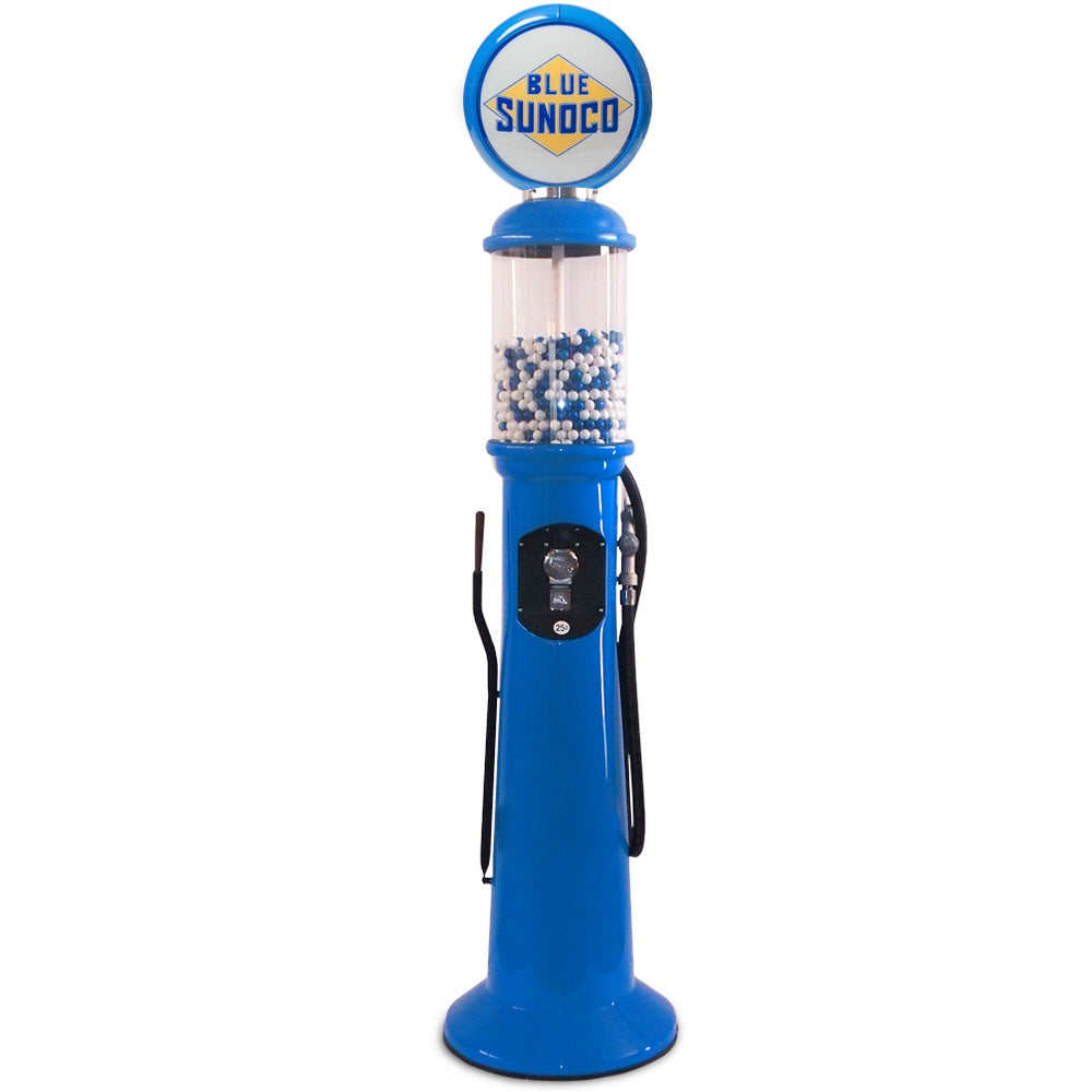 Blue Sunoco themed 7 foot 6 inch tall gas pump gumball machine