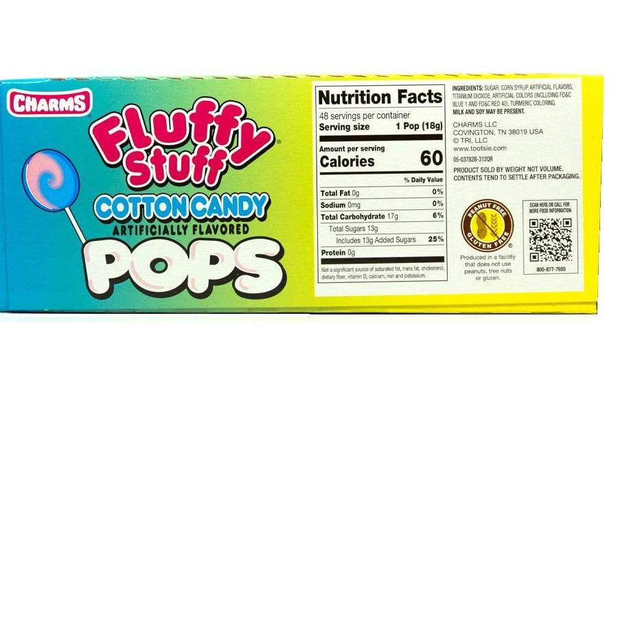 Fluffy Stuff Cotton Candy Pops nutrition information