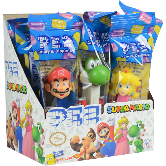 nintendo super mario pez candy dispensers 12 count  yoshi peach donkey kong product display