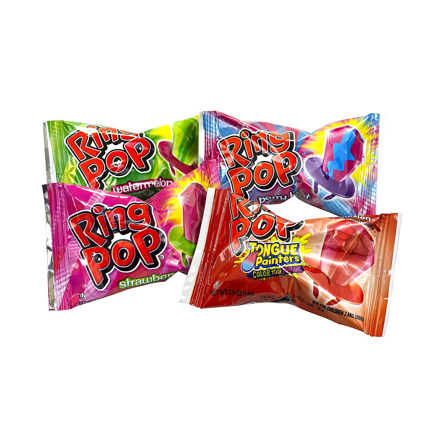 Close up view of packaged Ring Pop® candies