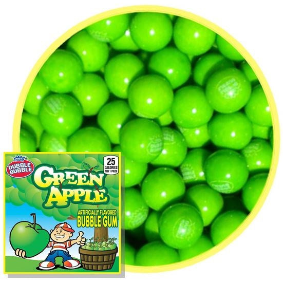 Dubble Bubble Green Apple Gumballs 1080 count .92" 