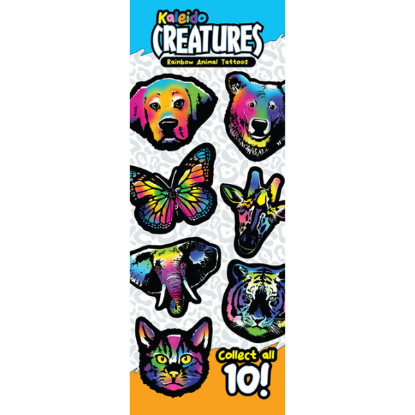 Kaleido Creatures Rainbow Animal Tattoos Product  Display Front