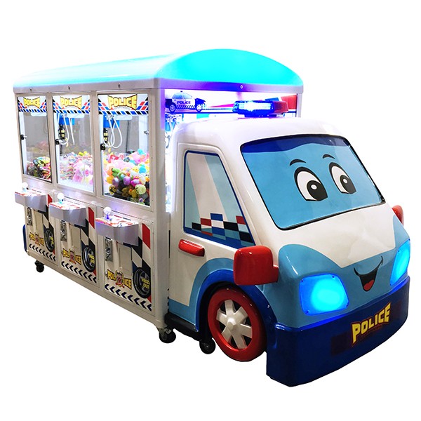 Police Car 6-Player Claw Crane Machine Angle View