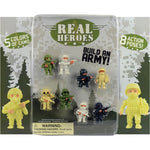 Real Heroes Army Men in 1" capsules display front side