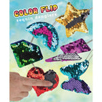 Blue and yellow colored display card for Sequin Danglers