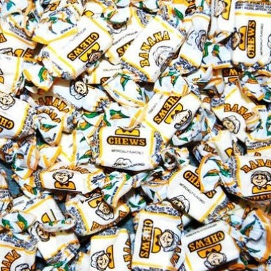 Big pile of wrapped Albert's banana flavored chews