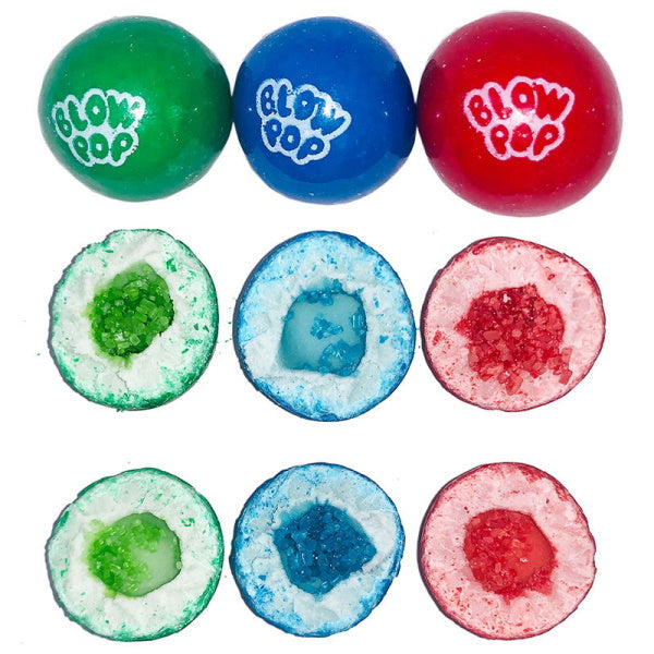 Dubble Bubble Blow Pop Gumballs Inside Crushed Up Filling Detail Cherry Watermelon Blue Raspberry