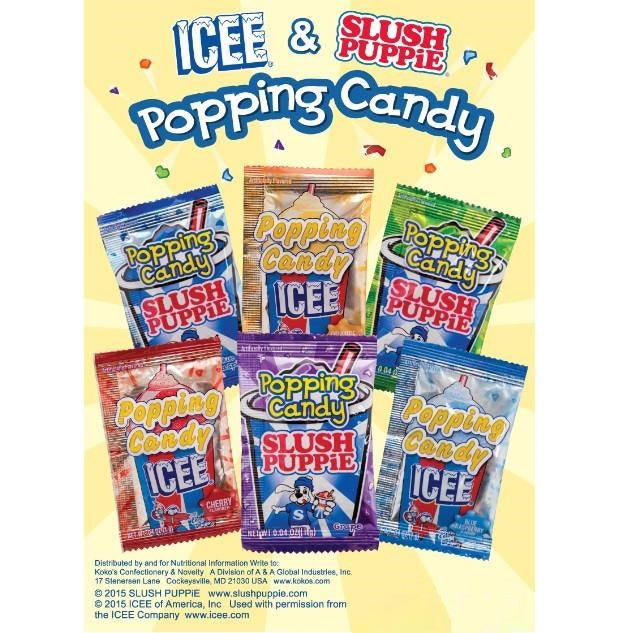 ICEE popping candy in 1.1 inch toy vending capsules display card f