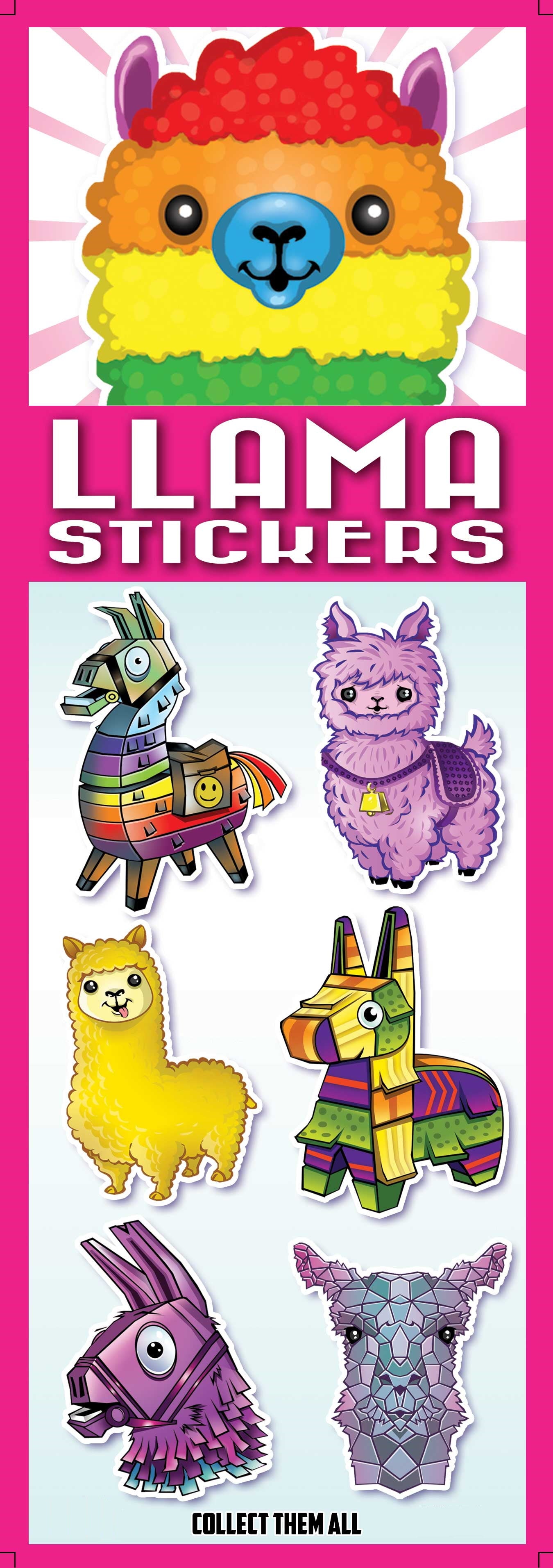 Llama Stickers Product Display Back