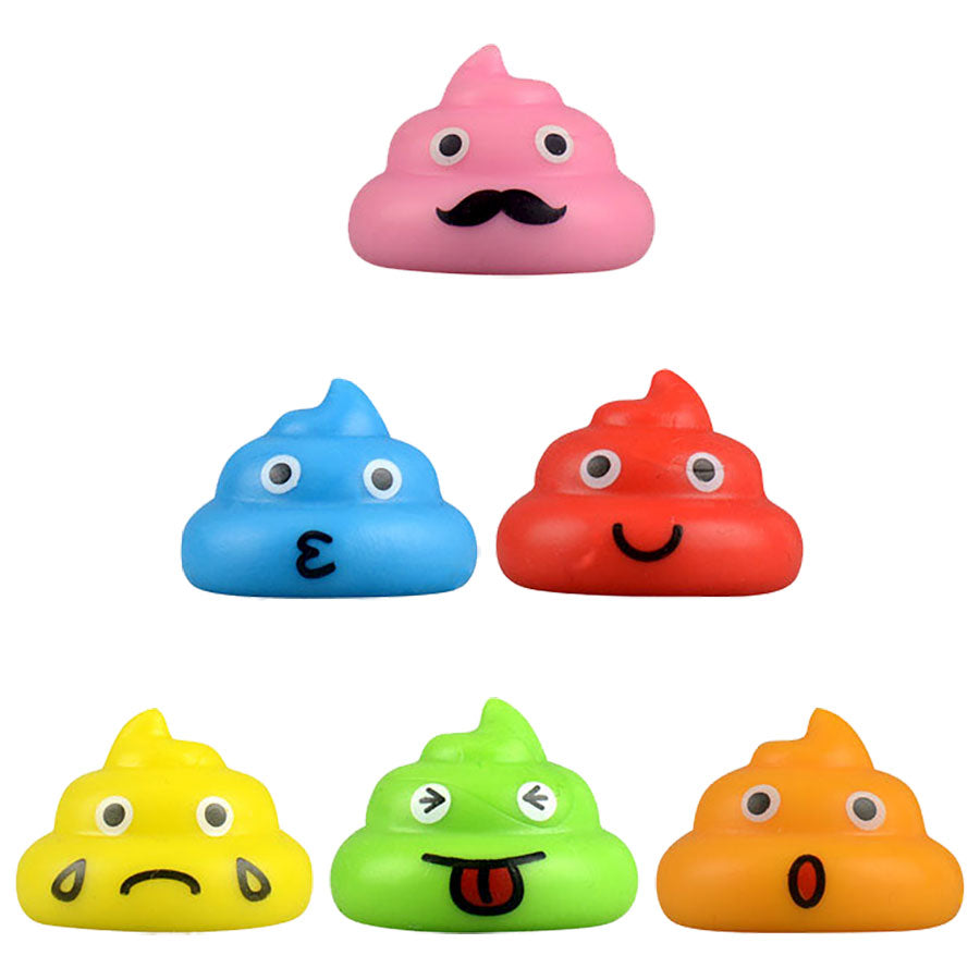 Poop-ster moji displayed poop in pink, blue, red, yellow, green and orange 