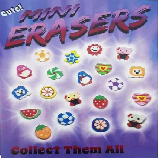 purple display card for mini erasers